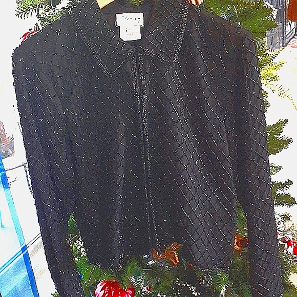 Black Silk Embellished Blazer